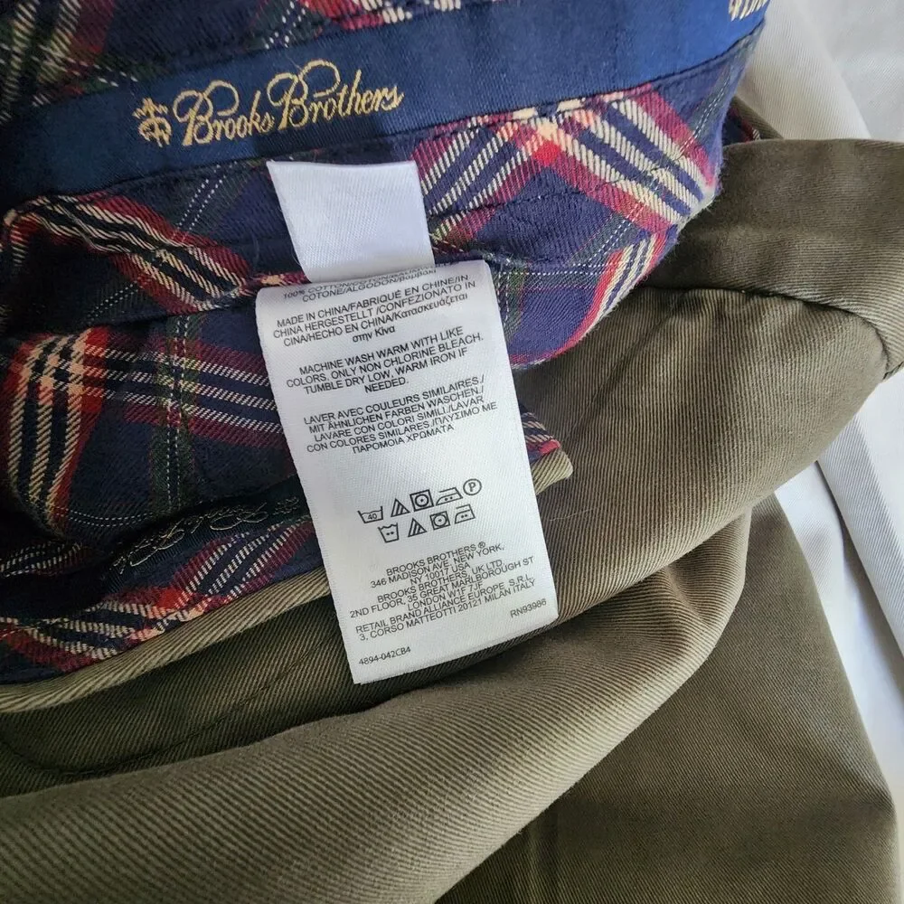 Brooks Brothers Milano Cotton Men's Green Chino Pants Size 34X34